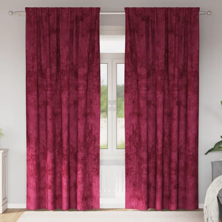 Sammaldatud Kardinad 2 tk Silmadega Burgundi Punane 245x140 cm - Image 1