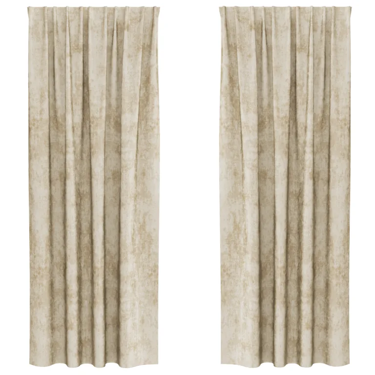 Satiinkardinad 2 tk tikutaskuga kreem 225x140 cm - Image 2