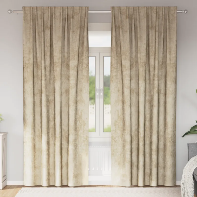 Satiinkardinad 2 tk tikutaskuga kreem 225x140 cm - Image 1