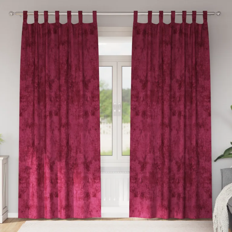 Satiinkardinad 2 tk silmadega Burgundiapunane 260x140 cm - Image 1