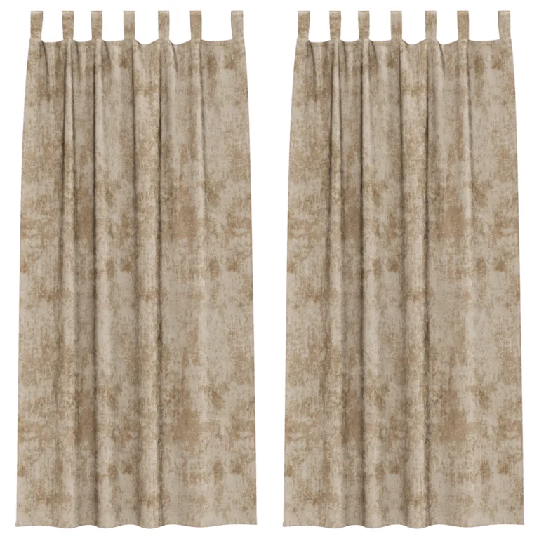 Satiin kardinad 2 tk silmadega šampanja 245x140 cm - Image 2