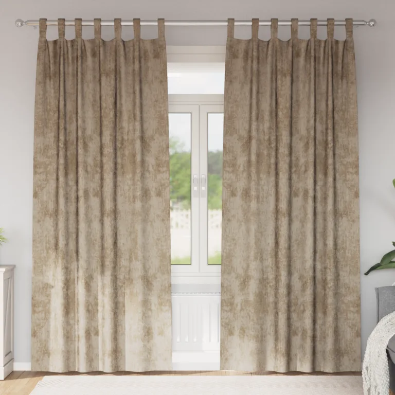 Satiin kardinad 2 tk silmadega šampanja 245x140 cm - Image 1