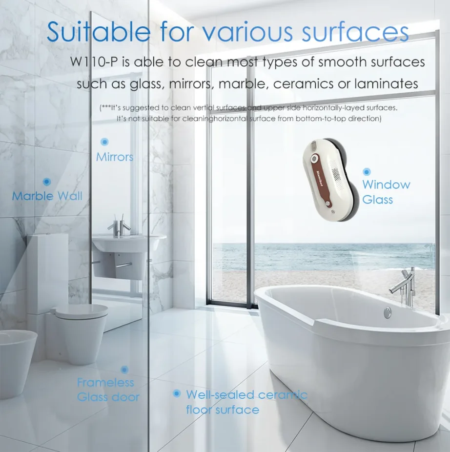 Mamibot W110-P Plus valge/pruun juhtmega aknapesurobot veepaagiga ja kaugjuhtimisega – 5