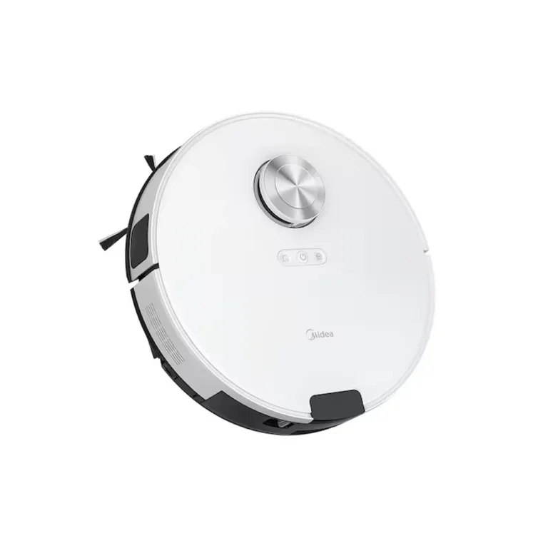 Midea M9 robottolmuimeja põhja vaade, valge mudel mopiga