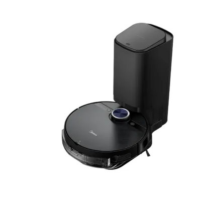 Musta värvi robot tolmuimeja Midea S8+ koos tühjendusjaamaga