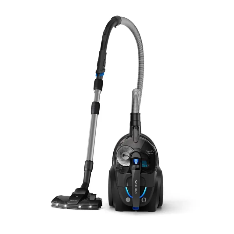 Philips must kotita HEPA tolmuimeja eestvaates, sinine LED