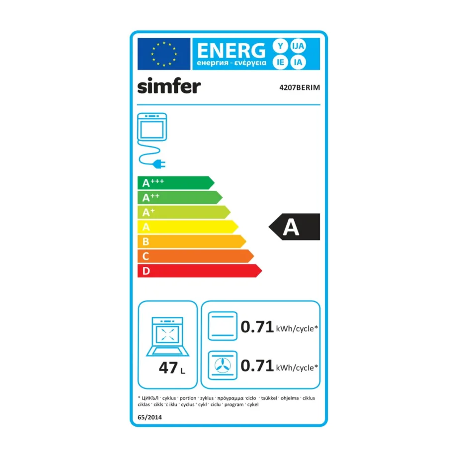 Simfer 4207BERIM 47 L integreeritav roostevabast terasest multifunktsionaalne ahi pop-up nuppudega – 2