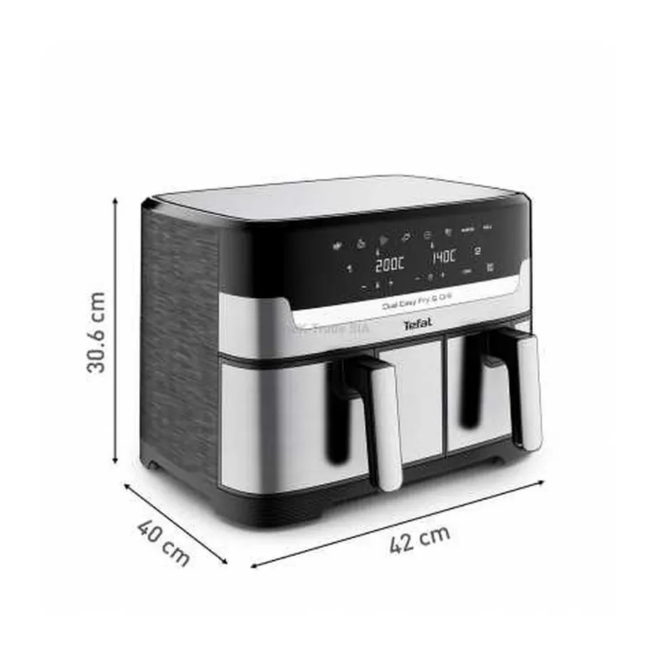 TEFAL EY905D10 kahe sahtliga kuumaõhufritüür 5,2+3,1 L, roostevaba/must, 8 programmi – 3