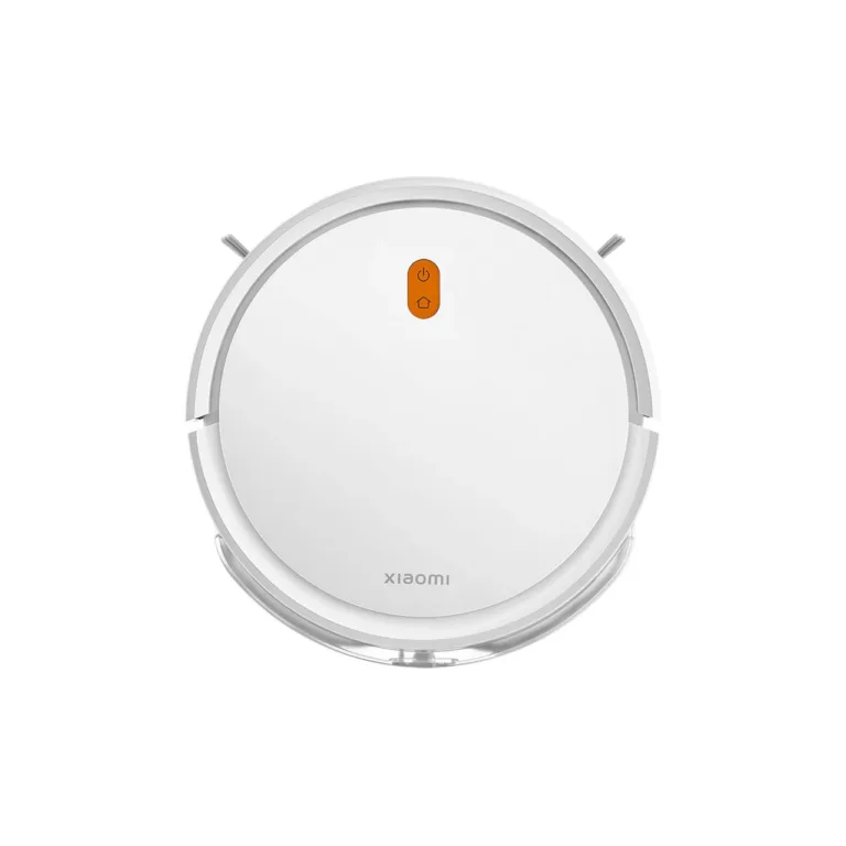 Xiaomi E5 valge robottolmuimeja külgvaade musta anduriribaga