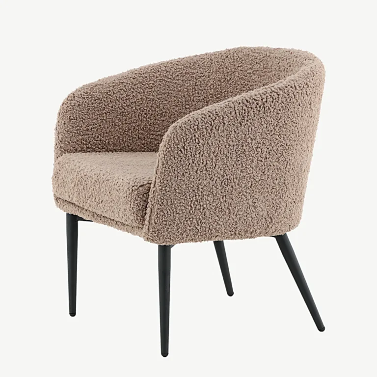 Pruun buklee-kangaga tugitool mustade terasjalgadega Fluffy - 15020-477