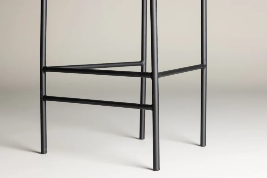 Pruuni kangaga baaritool Ralfi, musta terasraamiga (skandinaavia stiilis, istmekõrgus 75 cm), 15459-457 – 10