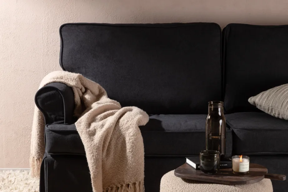 2-kohaline mustast sametist põhjamaise disainiga diivan Anton, 15547-888 – 10