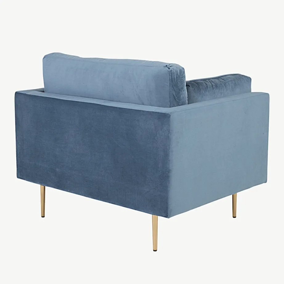 Sinisest sametist tugitool Boom kuldsete terasjalgadega, 18046-987 – 3