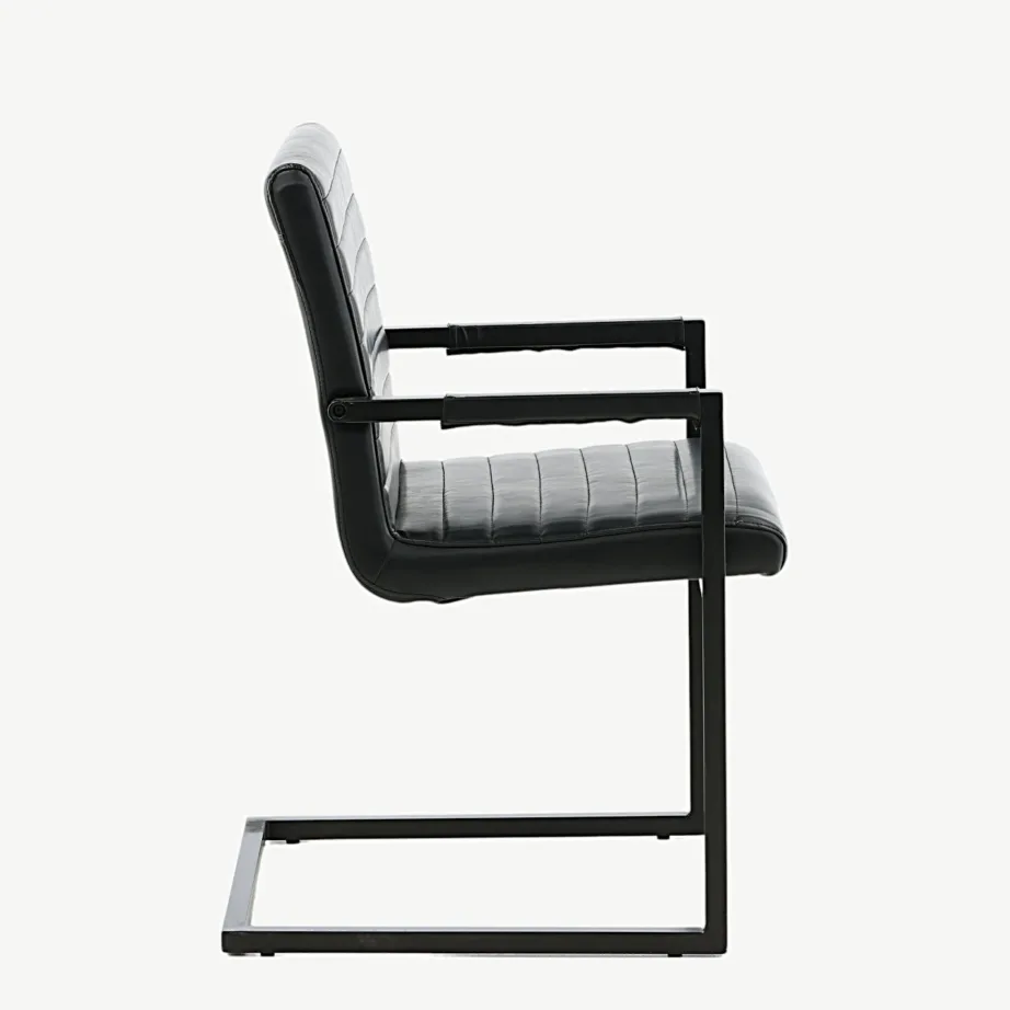 Mustast kunstnahast käetugedega söögitool Art (terasraamiga), 19926-458 – 2