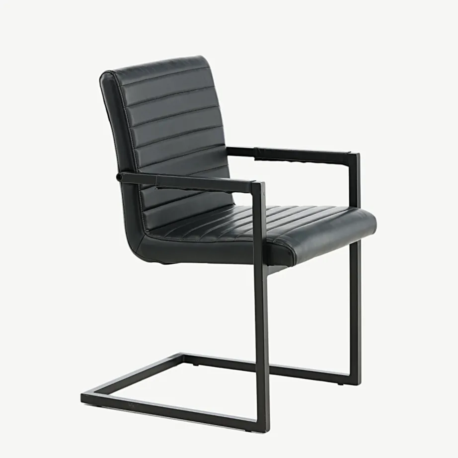 Mustast kunstnahast käetugedega söögitool Art (terasraamiga), 19926-458 – 3