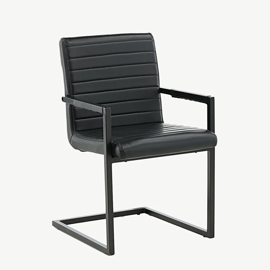 Mustast kunstnahast käetugedega söögitool Art (terasraamiga), 19926-458 – 4