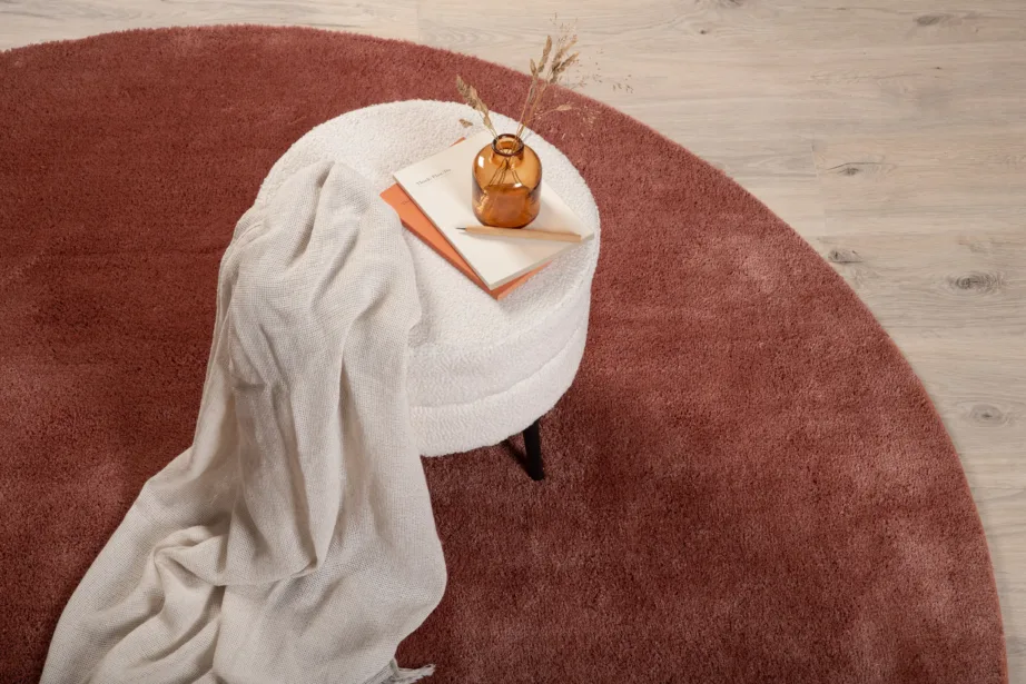 Ümmargune roosteroosa vaip Undra, siidise pinnaga (Ø 200 cm, polüester-puuvill), 19988-339 – 3