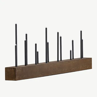 Kungsberget lauavalgusti, pähklitooni MDF ja must metall, 77 cm - 20046-124