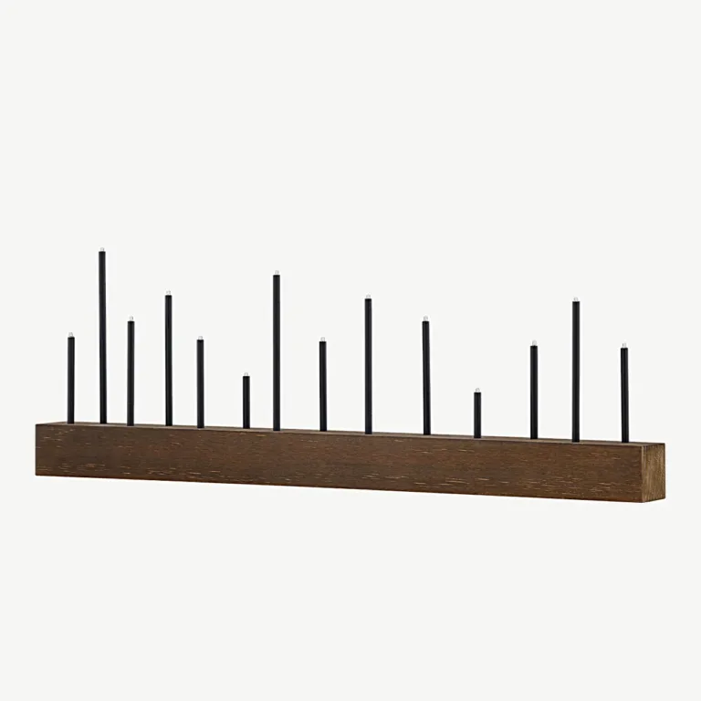 Kungsberget lauavalgusti, pähklitooni MDF ja must metall, 77 cm - 20046-124