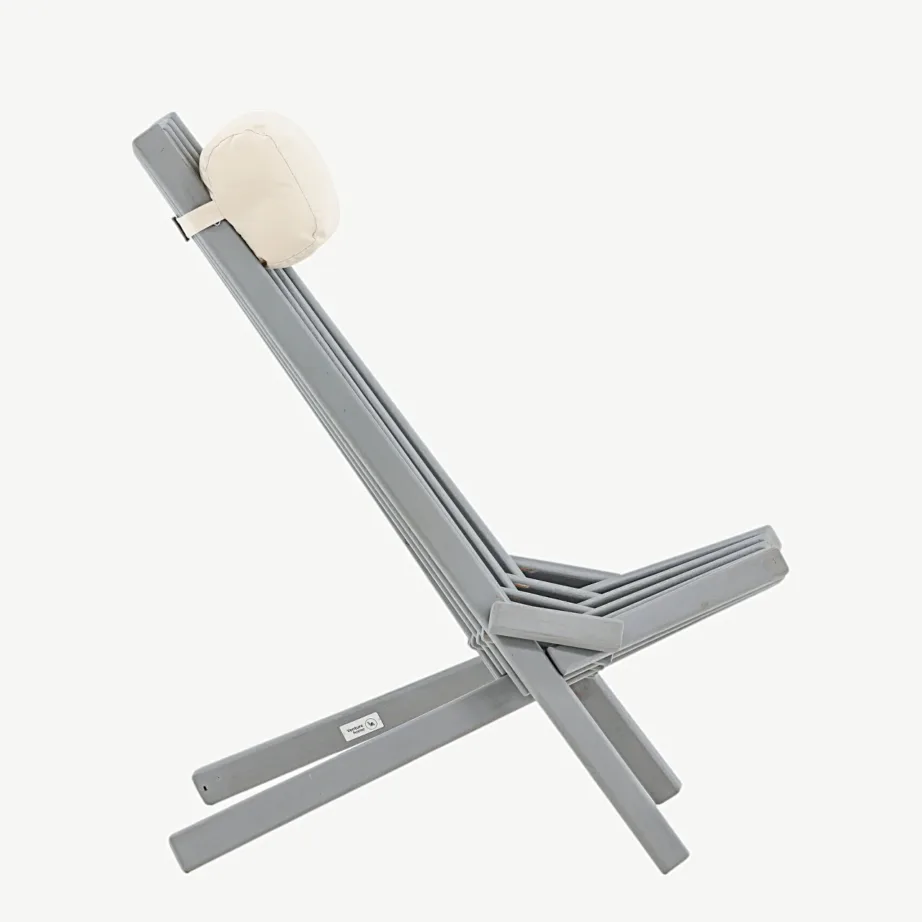 Akaatsiapuidust lounge-tugitool Asta, tumehall, kaelapadjaga, 2104-077 – 2