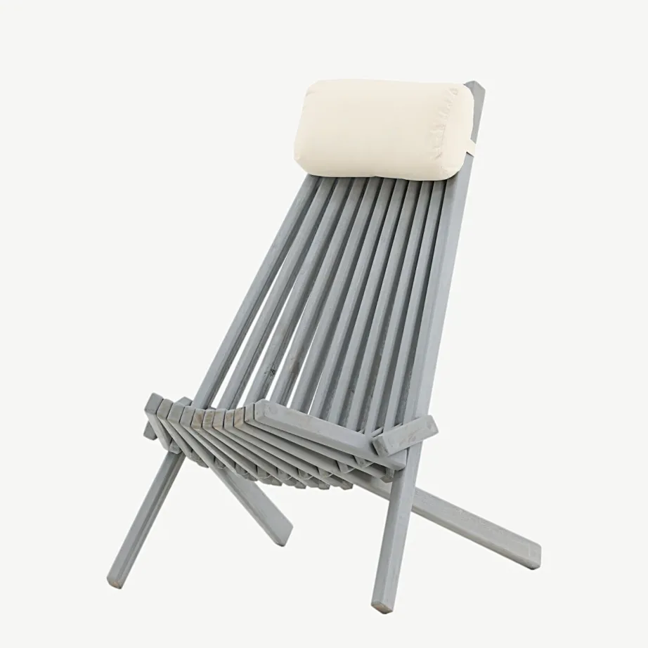 Akaatsiapuidust lounge-tugitool Asta, tumehall, kaelapadjaga, 2104-077 – 5