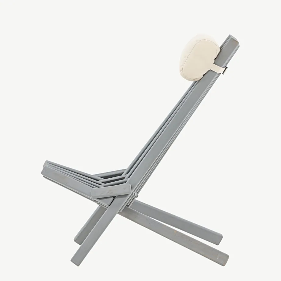 Akaatsiapuidust lounge-tugitool Asta, tumehall, kaelapadjaga, 2104-077 – 7