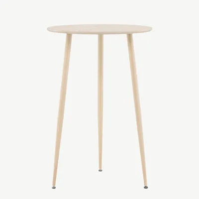 Valge peitsiga ümarlauaplaat Plaza (MDF, terasest jalad, ø70 cm, 105 cm kõrge) - 61115-130