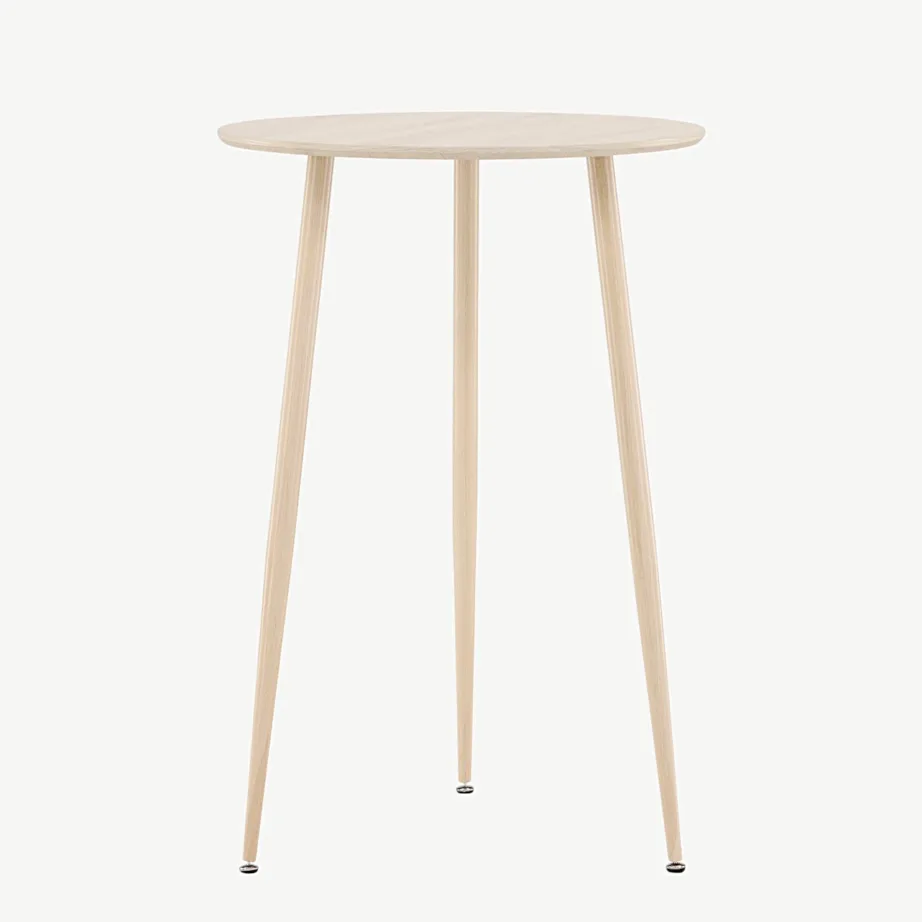 Valge peitsiga baarilaud Plaza (MDF, terasest jalad, ø70 cm, 105 cm kõrge), 61115-130