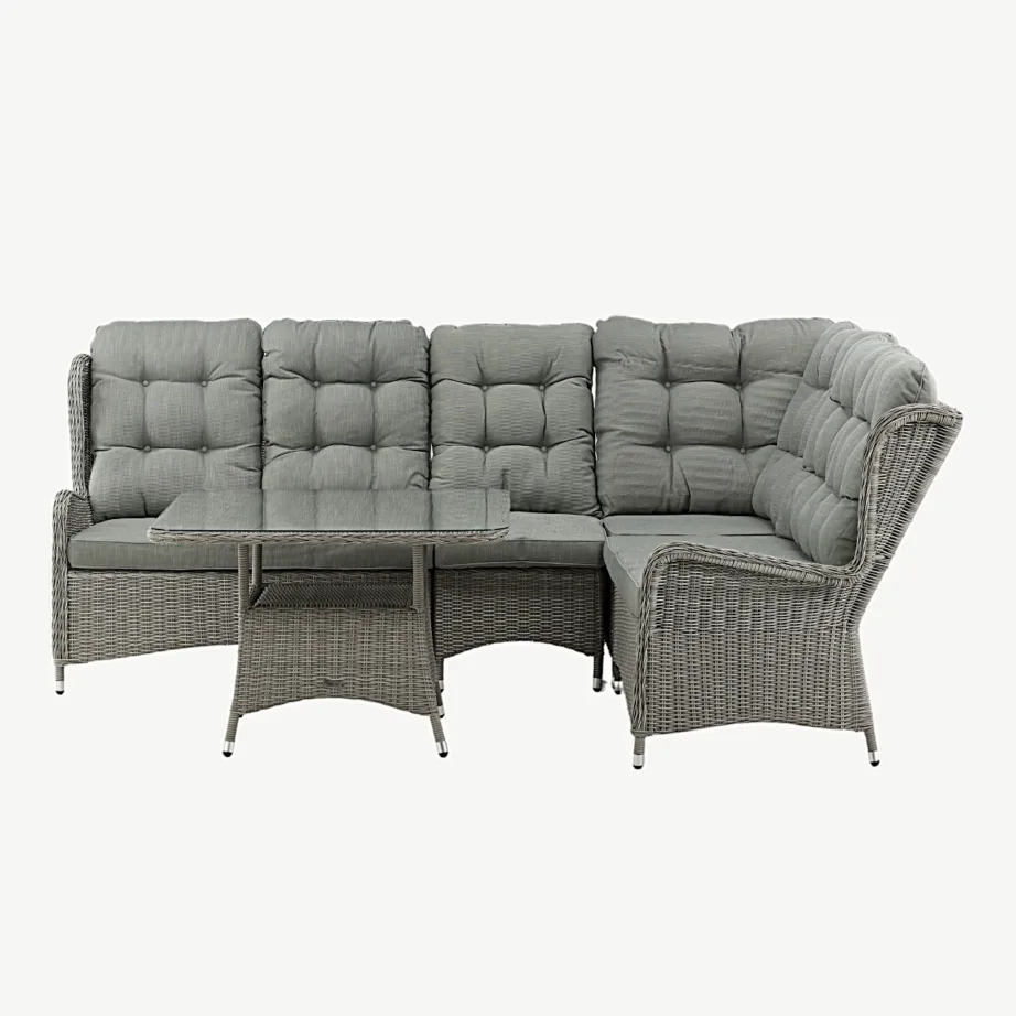 Washingtoni hall rotangist aianurgadiivan klaaspinnaga lauaga (alumiiniumraam, kunstrotang, paksud padjad), 8189-751 – 5