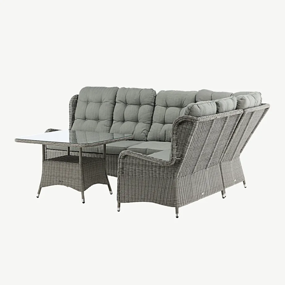 Washingtoni hall rotangist aianurgadiivan klaaspinnaga lauaga (alumiiniumraam, kunstrotang, paksud padjad), 8189-751 – 6