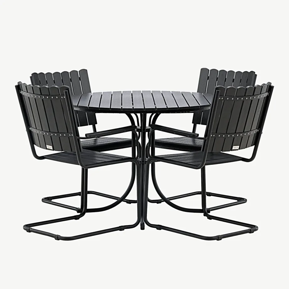 Holmsundi must aiamööblikomplekt (WPC, teras, ümmargune laud, 4 tooli), 9277-488 – 2