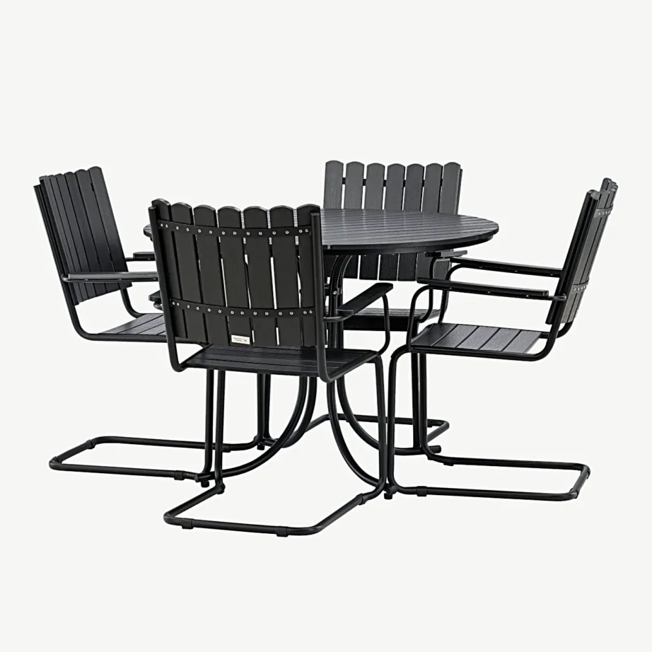 Holmsundi must aiamööblikomplekt (WPC, teras, ümmargune laud, 4 tooli), 9277-488 – 3