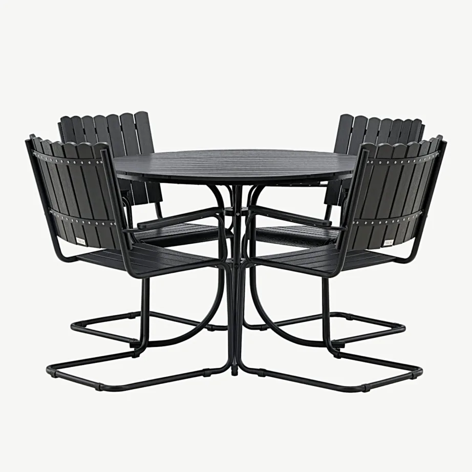 Holmsundi must aiamööblikomplekt (WPC, teras, ümmargune laud, 4 tooli), 9277-488 – 4