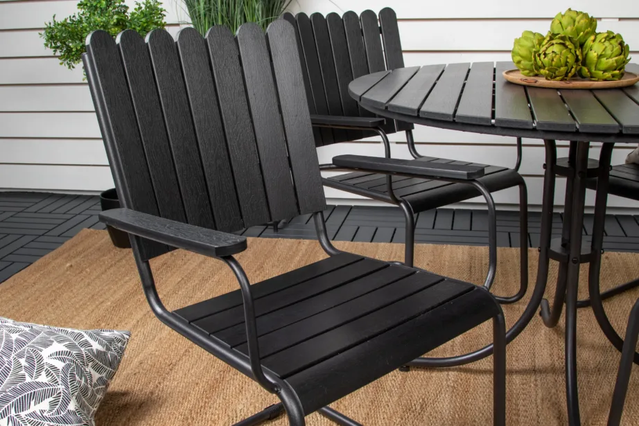 Holmsundi must aiamööblikomplekt (WPC, teras, ümmargune laud, 4 tooli), 9277-488 – 10