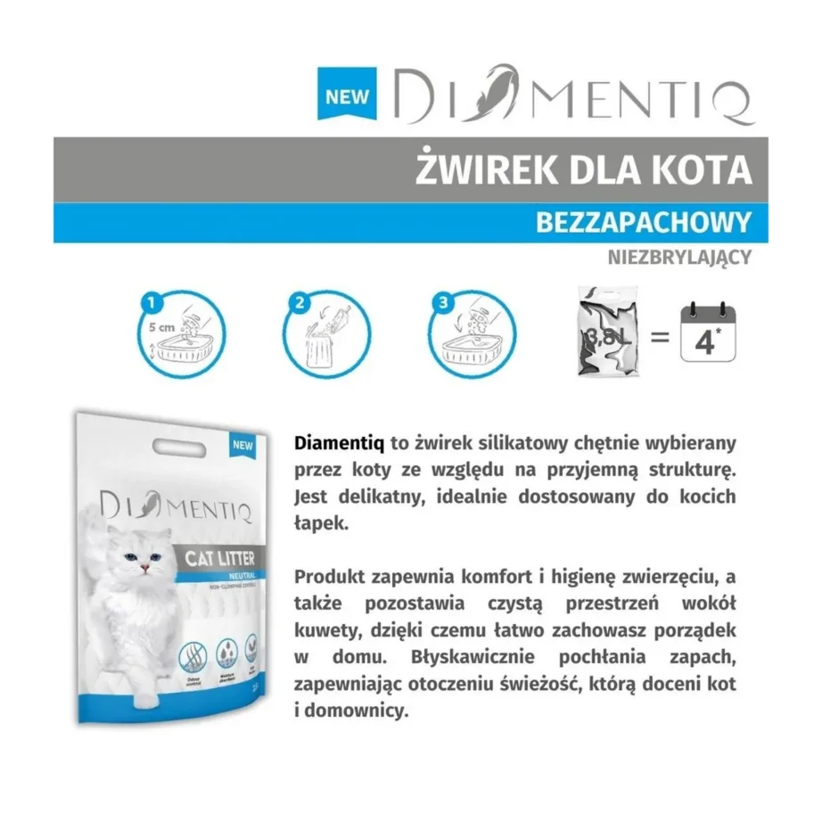 DIAMENTIQ Neutral 30L silikageelist lõhnatu antibakteriaalne kassiliiv kassi liivakasti jaoks – 5