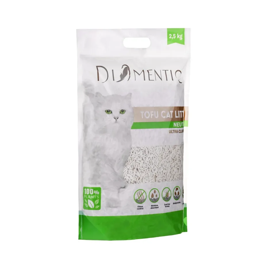 DIAMENTIQ Tofu Neutral Ultra Clumping 2,5 kg biolagunev taimne kassiliiv, tolmuvaba ja tükke moodustav – 4