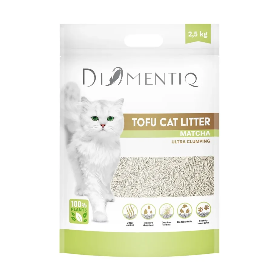 DIAMENTIQ Tofu Matcha 2,5 kg taimne paakuv biolagunev kassiliiv maisitärklise ja hernekiududega