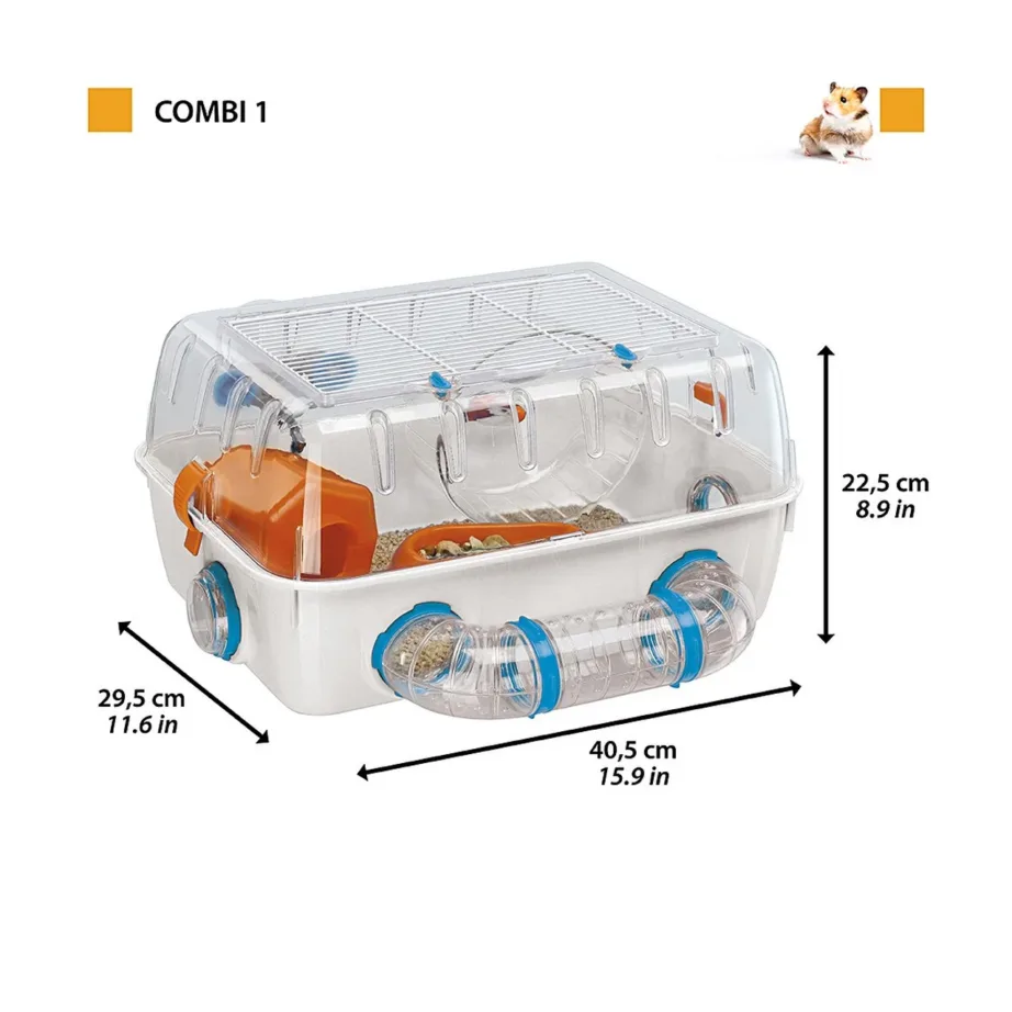 Ferplast Combi 1 40,5×29,5×22,5 cm roheline hamsteripuur jooksuratta, majakese, joogipudeli ja toidukausiga – 4