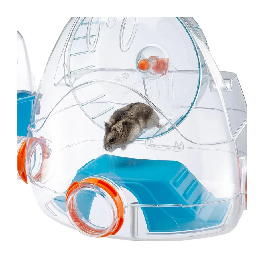 Ferplast Combi 2 79,5×29,5×26,3 cm oranž-sinine tehnopolümeerist hamstripuur tarvikutega – 3