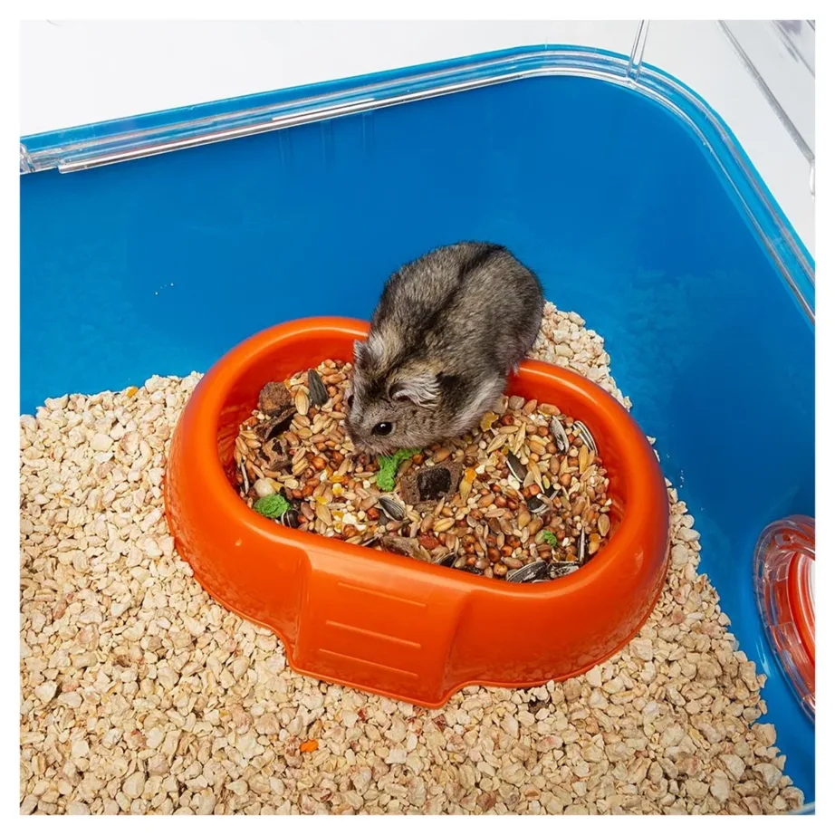 Ferplast Combi 2 79,5×29,5×26,3 cm oranž-sinine tehnopolümeerist hamstripuur tarvikutega – 7