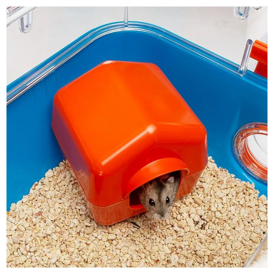 Ferplast Combi 2 79,5×29,5×26,3 cm oranž-sinine tehnopolümeerist hamstripuur tarvikutega – 8