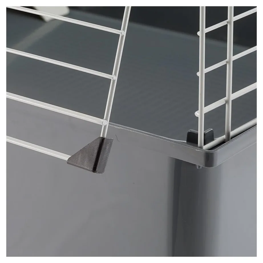 Ferplast Rabbit 100 95x57x46 cm metallist ja plastikust hall puur jänesele joogipudeli, kausi ja põrandaga – 2