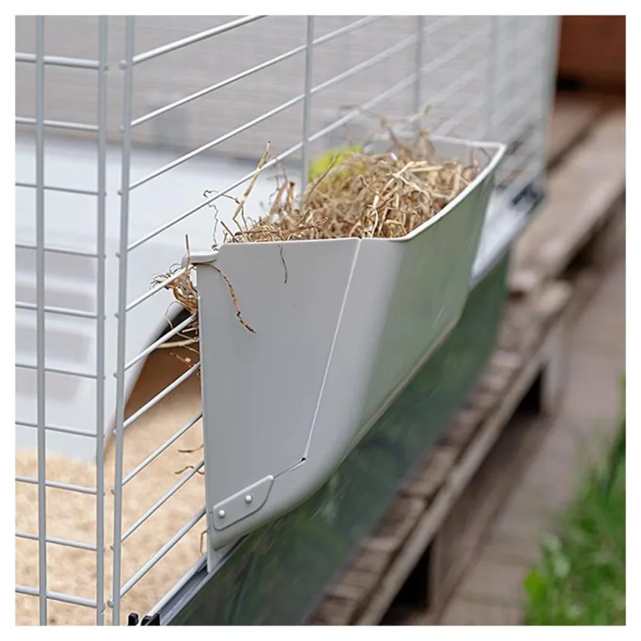 Ferplast Rabbit 100 95x57x46 cm metallist ja plastikust hall puur jänesele joogipudeli, kausi ja põrandaga – 7