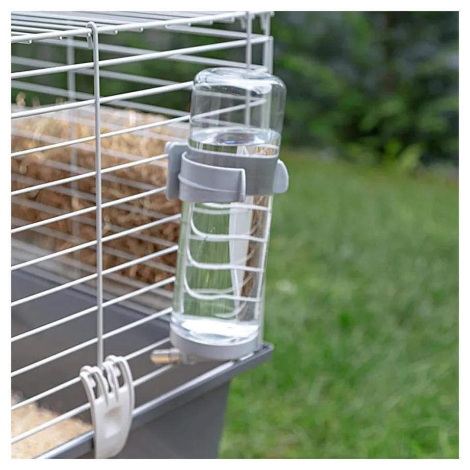 Ferplast Rabbit 100 95x57x46 cm metallist ja plastikust hall puur jänesele joogipudeli, kausi ja põrandaga – 8