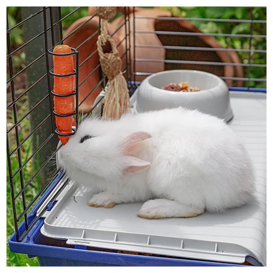 Ferplast Rabbit 120 118x59x50 cm metallist ja plastikust puur küülikule ja meriseale joogipudeli ning toidukausiga, valge/karmiinpunane – 10