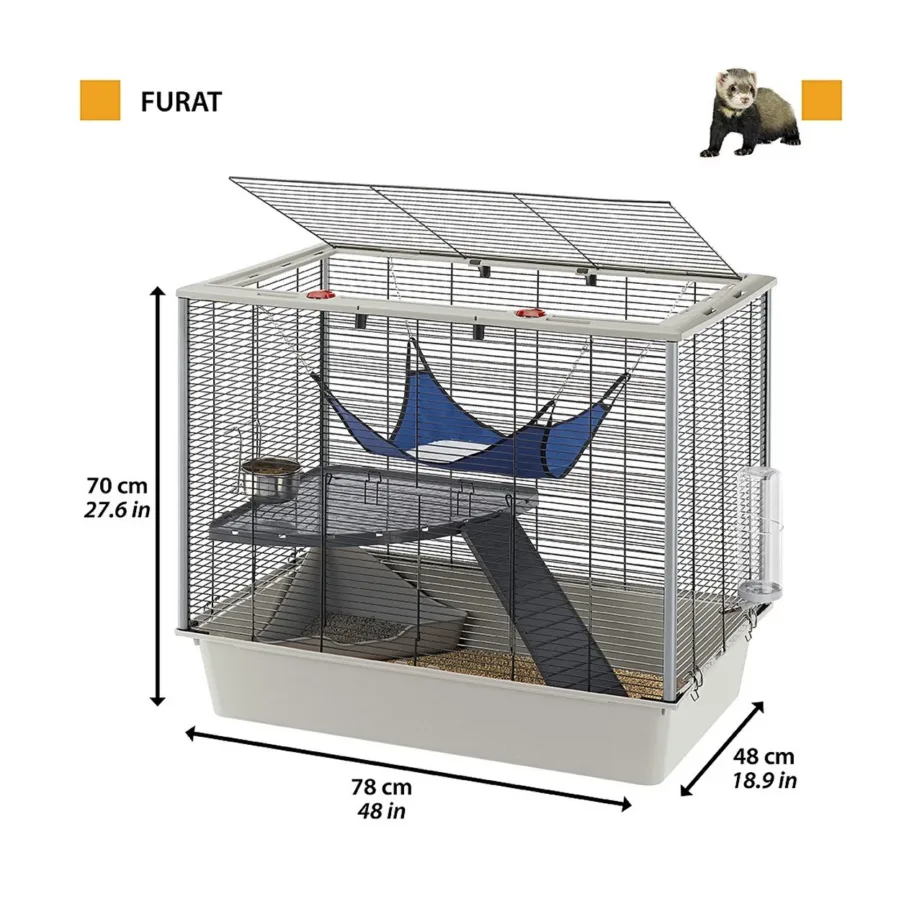 Ferplast Furet Plus 78x48x70 cm metall-plastik puur tuhkrule ja närilisele, hall – 4