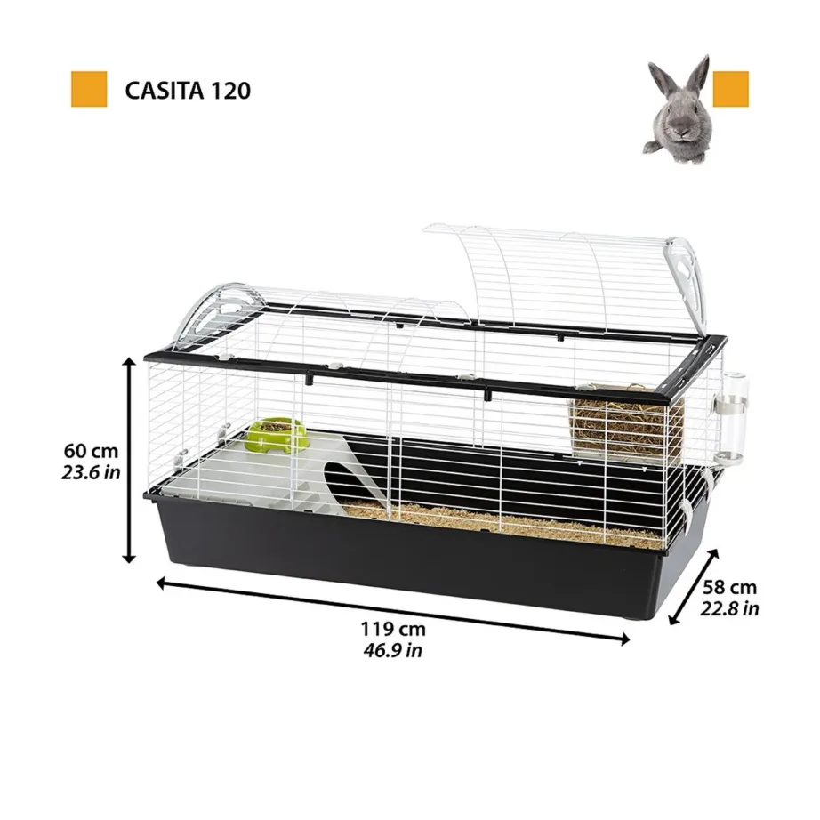 Ferplast Casita 120 119x58x60 cm metall-plastik puur küülikutele ja merisigadele tarvikutega, valge – 5