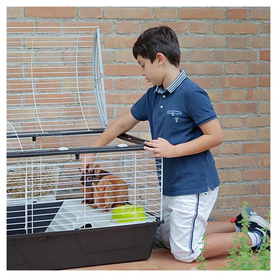 Ferplast Casita 120 119x58x60 cm metall-plastik puur küülikutele ja merisigadele tarvikutega, valge – 8