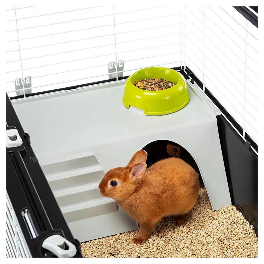 Ferplast Casita 120 119x58x60 cm metall-plastik puur küülikutele ja merisigadele tarvikutega, valge – 10