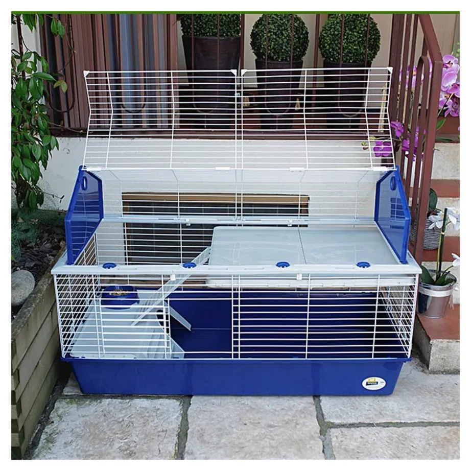 Ferplast Barn 80 78x48x65 cm hall metallist ja plastikust puur jänesele või meriseale joogipudeliga ja kausiga – 7